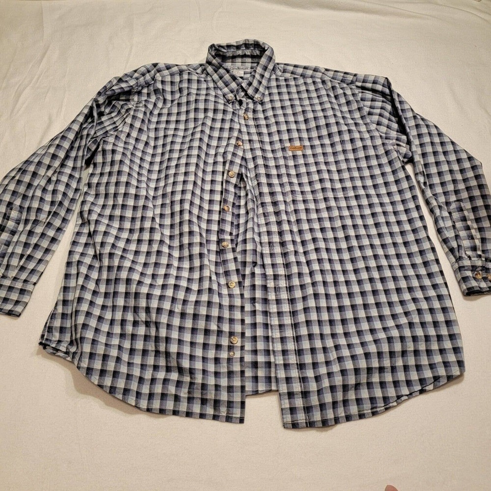 Carhartt Flannel Button Up Shirt Mens Adult XL Plaid Blue and White